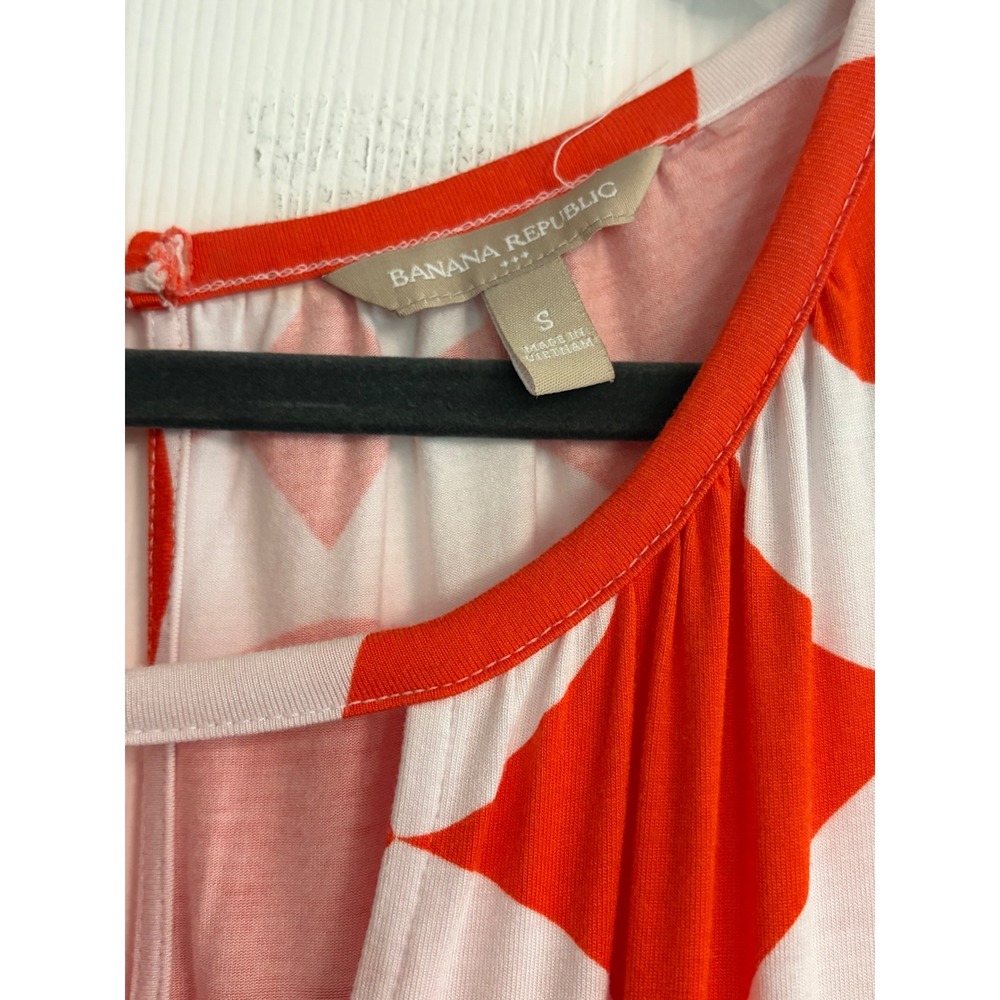 Banana Republic Orange White Geometric Circle Print Sleeveless Maxi Dress Small - Picture 3 of 11